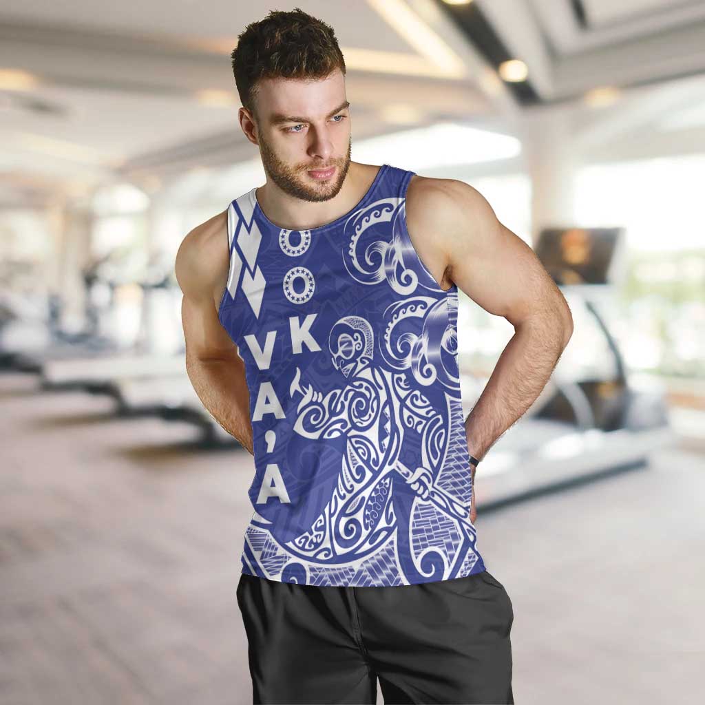 Cook Islands Va'a Polynesian Art Tattoo Men Tank Top Blue Color LT03 Blue - Polynesian Pride