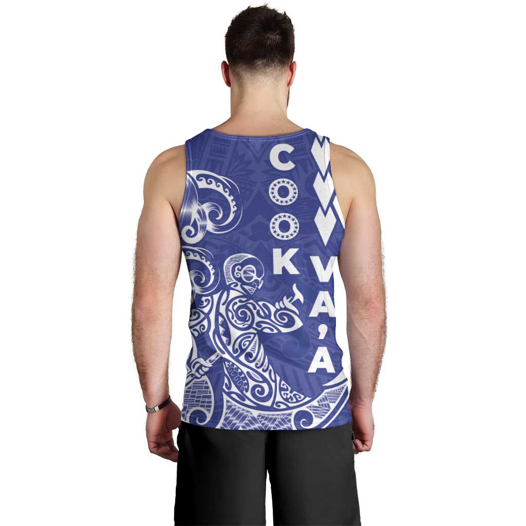 Cook Islands Va'a Polynesian Art Tattoo Men Tank Top Blue Color LT03 - Polynesian Pride