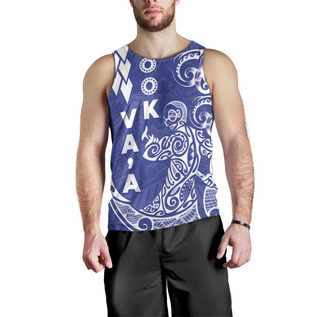 Cook Islands Va'a Polynesian Art Tattoo Men Tank Top Blue Color LT03 - Polynesian Pride