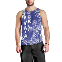 Cook Islands Va'a Polynesian Art Tattoo Men Tank Top Blue Color LT03 - Polynesian Pride