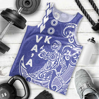 Cook Islands Va'a Polynesian Art Tattoo Men Tank Top Blue Color LT03 - Polynesian Pride