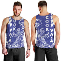 Cook Islands Va'a Polynesian Art Tattoo Men Tank Top Blue Color LT03 - Polynesian Pride