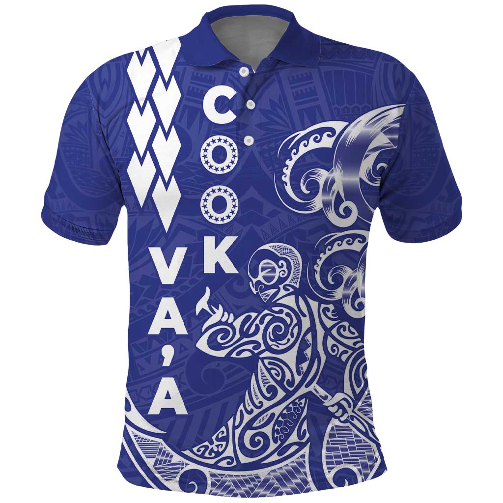 Cook Islands Vaa Polynesian Art Tattoo Polo Shirt Blue Color