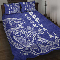Cook Islands Va'a Polynesian Art Tattoo Quilt Bed Set Blue Color LT03 Blue - Polynesian Pride