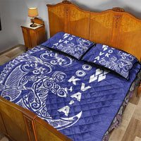 Cook Islands Va'a Polynesian Art Tattoo Quilt Bed Set Blue Color LT03 - Polynesian Pride