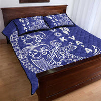 Cook Islands Va'a Polynesian Art Tattoo Quilt Bed Set Blue Color LT03 - Polynesian Pride
