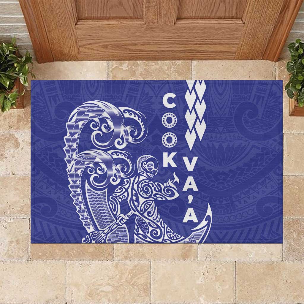 Cook Islands Va'a Polynesian Art Tattoo Rubber Doormat Blue Color LT03 Blue - Polynesian Pride