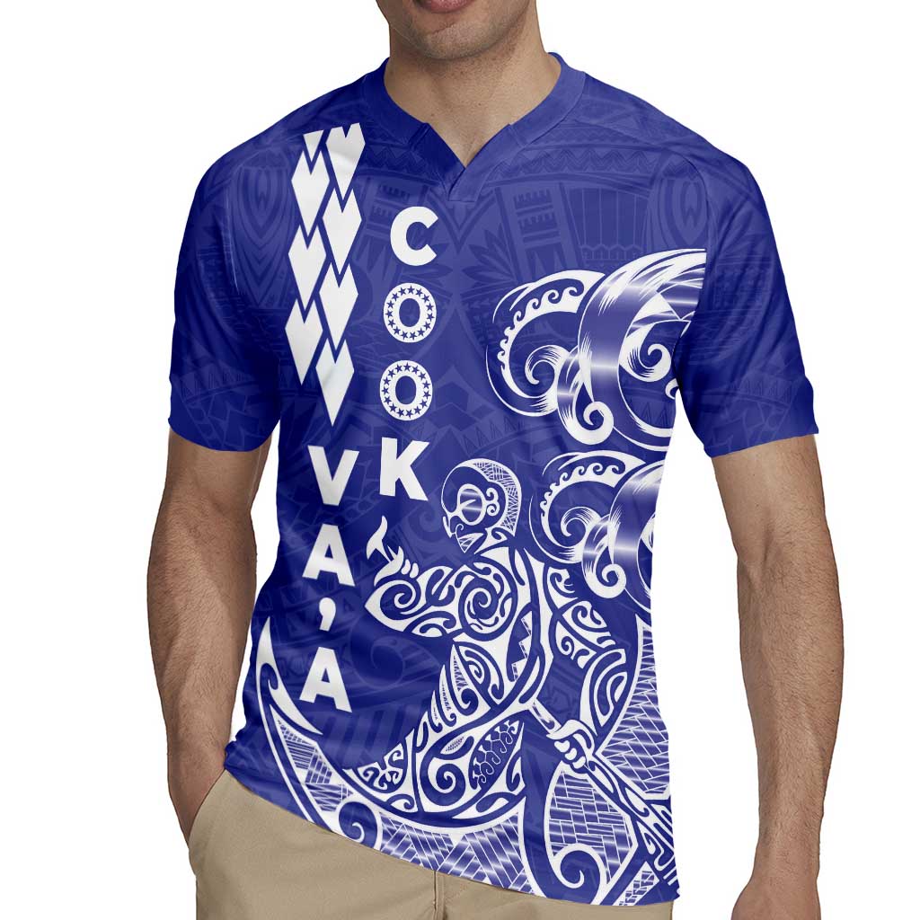 Cook Islands Va'a Polynesian Art Tattoo Rugby Jersey Blue Color LT03 - Polynesian Pride