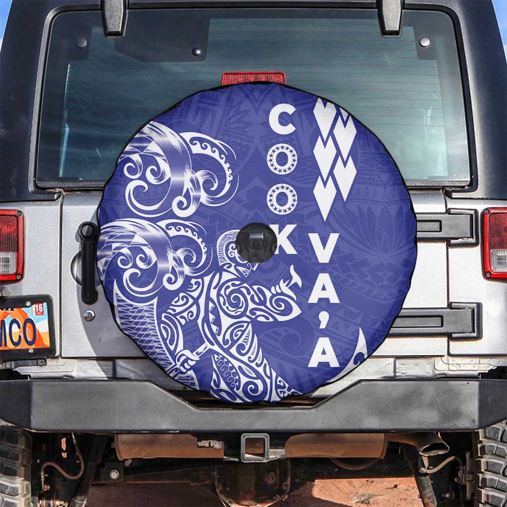 Cook Islands Va'a Polynesian Art Tattoo Spare Tire Cover Blue Color LT03 Blue - Polynesian Pride