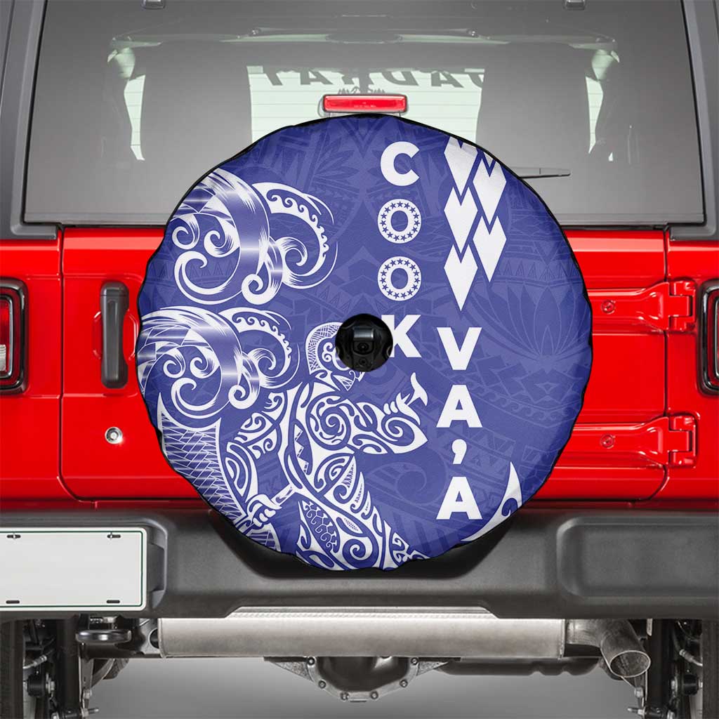 Cook Islands Va'a Polynesian Art Tattoo Spare Tire Cover Blue Color LT03 - Polynesian Pride