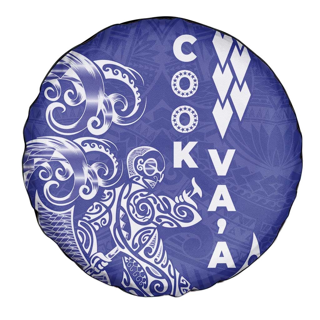 Cook Islands Va'a Polynesian Art Tattoo Spare Tire Cover Blue Color LT03 - Polynesian Pride