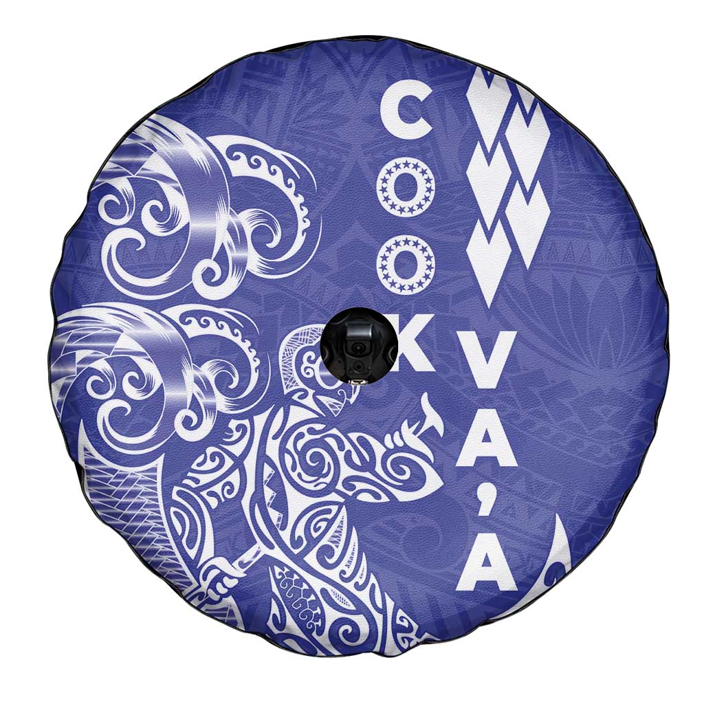 Cook Islands Va'a Polynesian Art Tattoo Spare Tire Cover Blue Color LT03 - Polynesian Pride