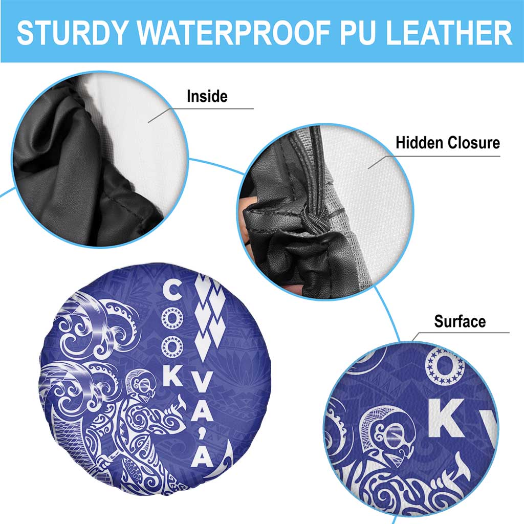 Cook Islands Va'a Polynesian Art Tattoo Spare Tire Cover Blue Color LT03 - Polynesian Pride