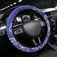 Cook Islands Va'a Polynesian Art Tattoo Steering Wheel Cover Blue Color LT03 Universal Fit Blue - Polynesian Pride