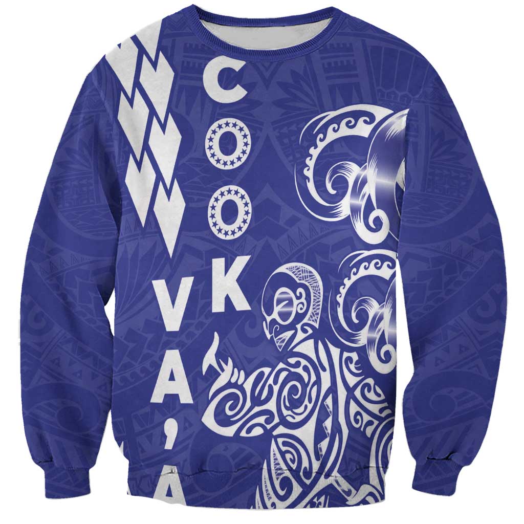 Cook Islands Va'a Polynesian Art Tattoo Sweatshirt Blue Color LT03 Unisex Blue - Polynesian Pride