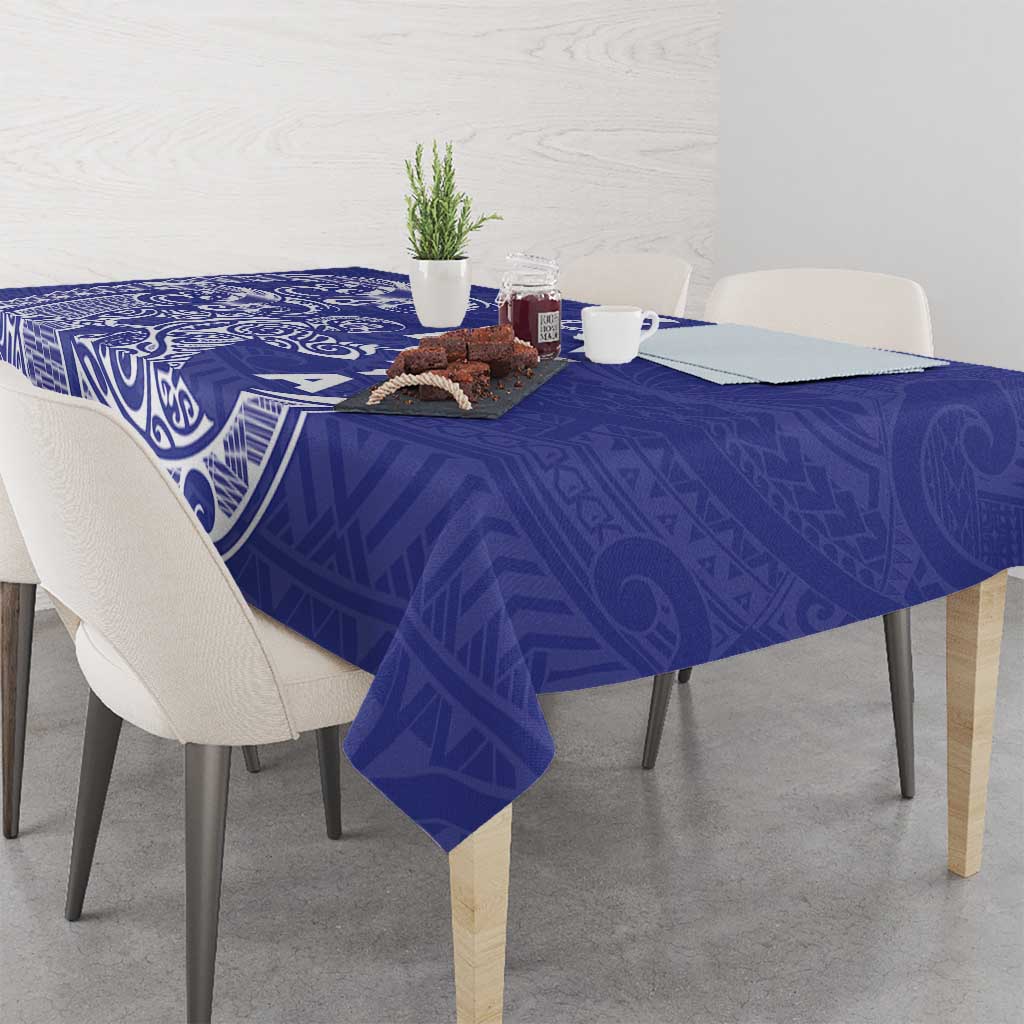 Cook Islands Va'a Polynesian Art Tattoo Tablecloth Blue Color LT03 - Polynesian Pride