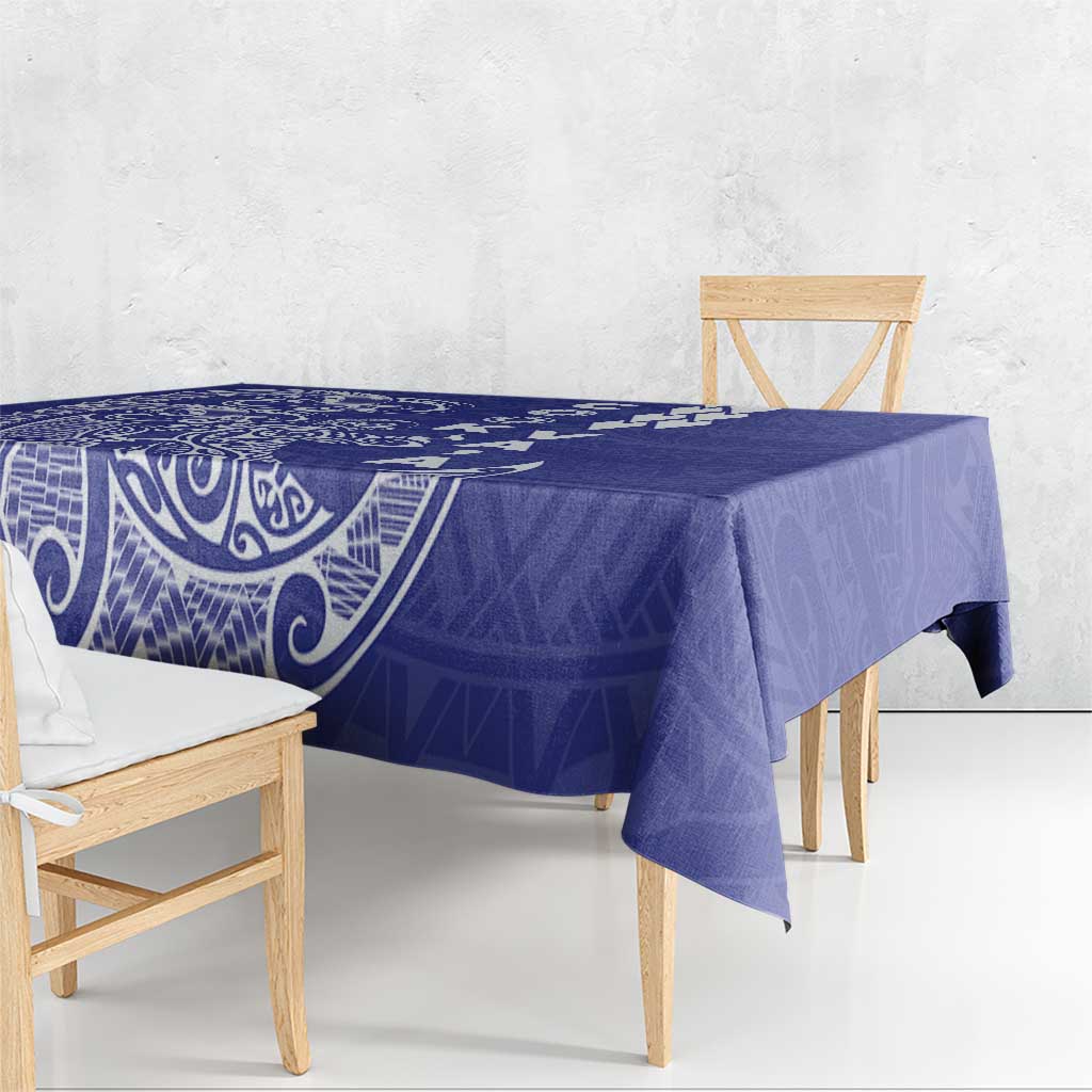 Cook Islands Va'a Polynesian Art Tattoo Tablecloth Blue Color LT03 - Polynesian Pride