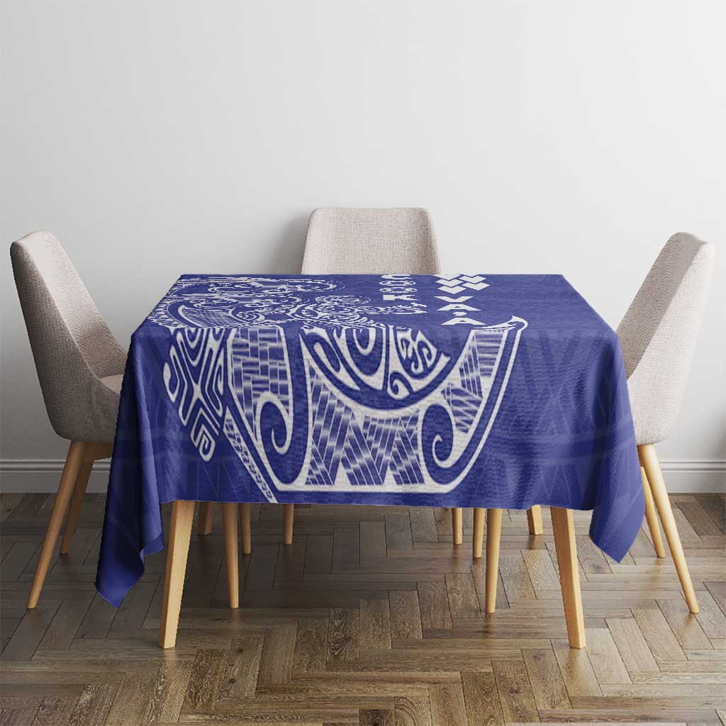 Cook Islands Va'a Polynesian Art Tattoo Tablecloth Blue Color LT03 - Polynesian Pride