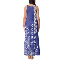 Cook Islands Va'a Polynesian Art Tattoo Tank Maxi Dress Blue Color LT03 - Polynesian Pride