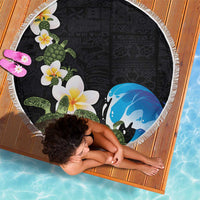 Hawaiian Plumeria and Turtle Beach Blanket with Polynesian Tribal Art Pattern Vintage Vibes LT03 - Polynesian Pride