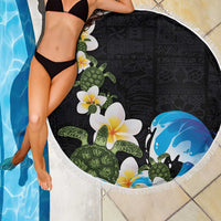Hawaiian Plumeria and Turtle Beach Blanket with Polynesian Tribal Art Pattern Vintage Vibes LT03 - Polynesian Pride