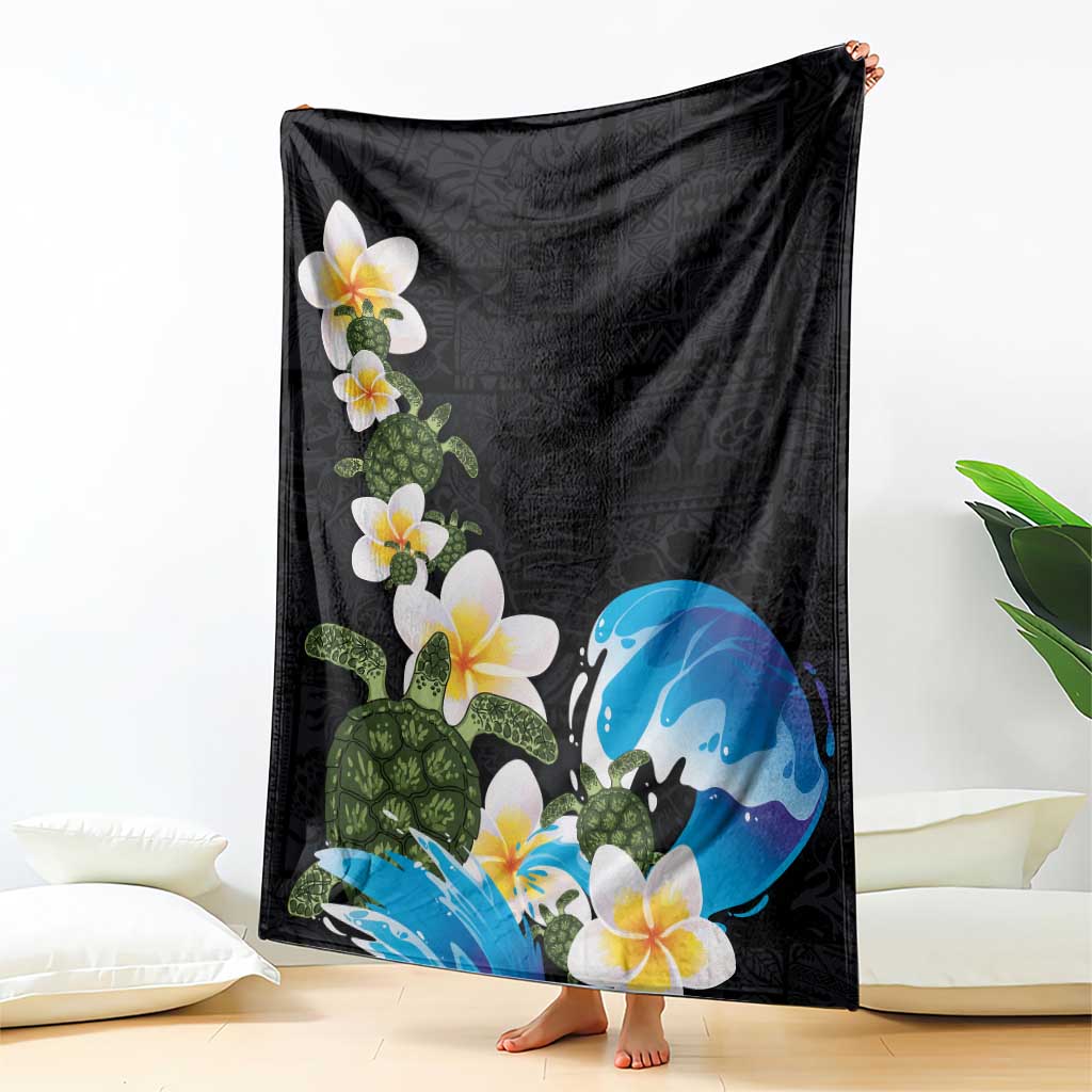 Hawaiian Plumeria and Turtle Blanket with Polynesian Tribal Art Pattern Vintage Vibes LT03 - Polynesian Pride