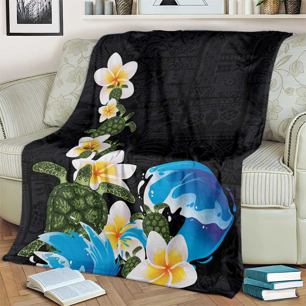 Hawaiian Plumeria and Turtle Blanket with Polynesian Tribal Art Pattern Vintage Vibes LT03 - Polynesian Pride