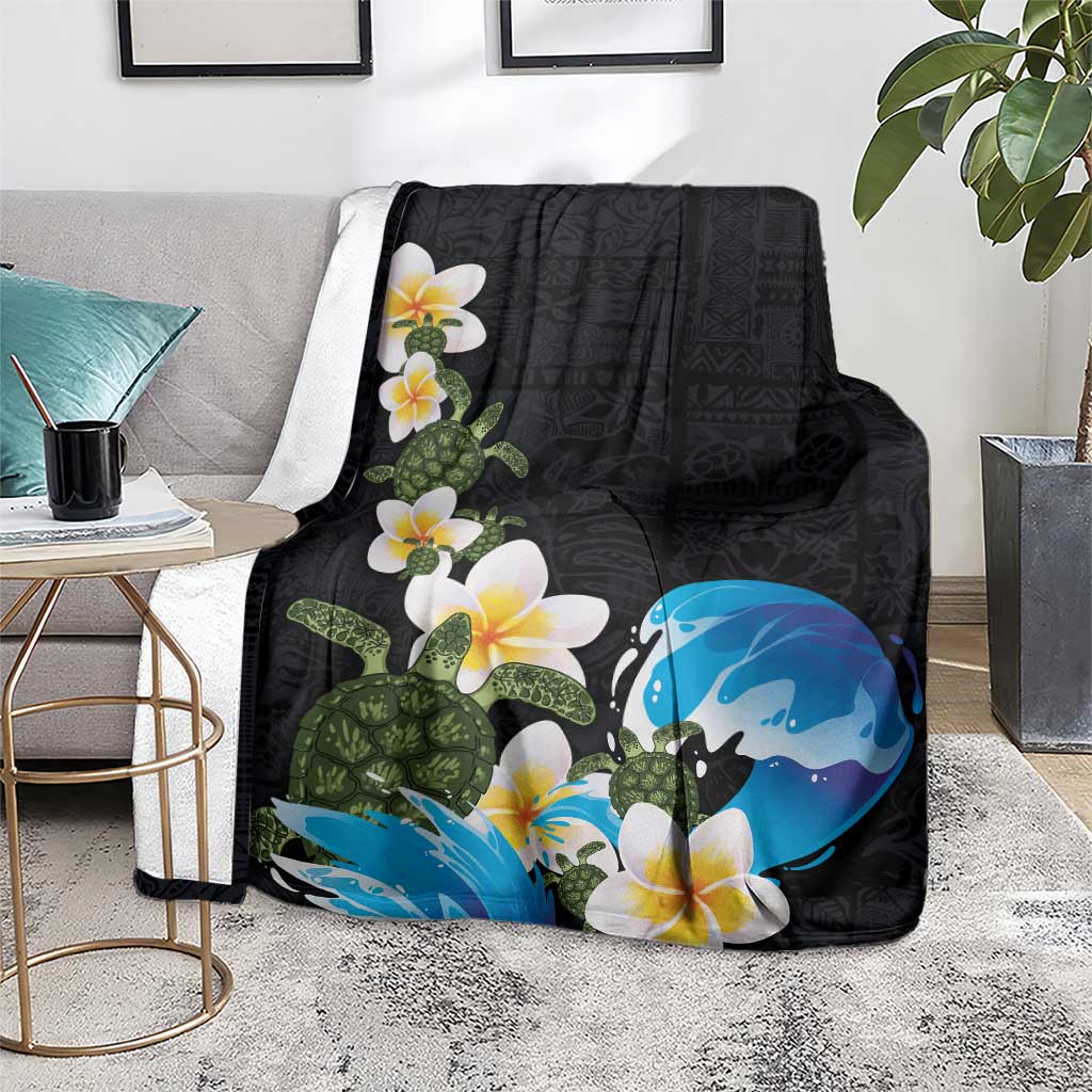 Hawaiian Plumeria and Turtle Blanket with Polynesian Tribal Art Pattern Vintage Vibes LT03 - Polynesian Pride