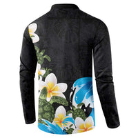 Hawaiian Plumeria and Turtle Button Sweatshirt with Polynesian Tribal Art Pattern Vintage Vibes LT03 - Polynesian Pride