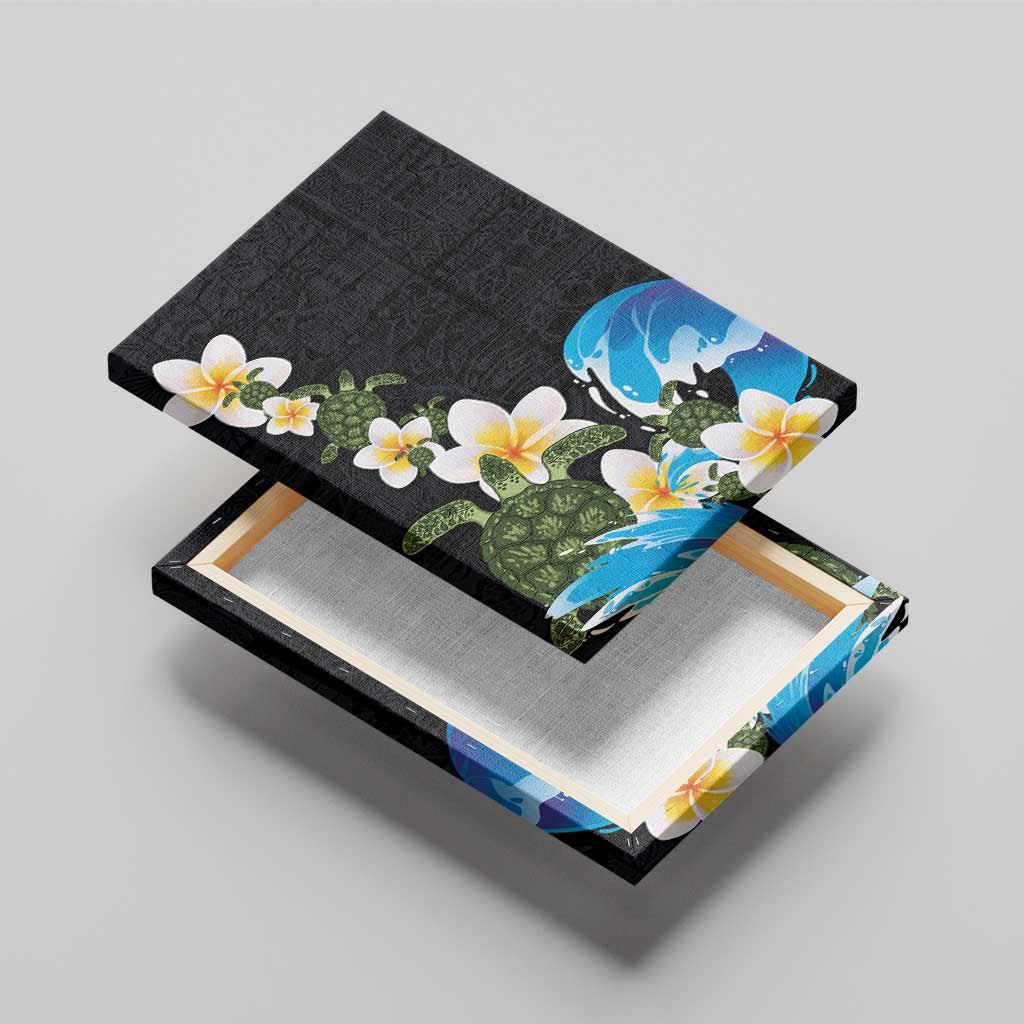 Hawaiian Plumeria and Turtle Canvas Wall Art with Polynesian Tribal Art Pattern Vintage Vibes LT03 - Polynesian Pride