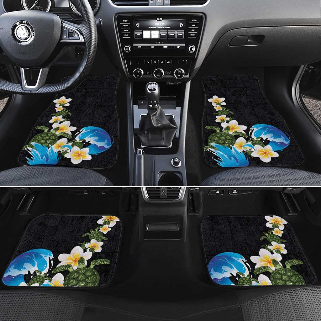 Hawaiian Plumeria and Turtle Car Mats with Polynesian Tribal Art Pattern Vintage Vibes