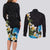 Hawaiian Plumeria and Turtle Couples Matching Long Sleeve Bodycon Dress and Long Sleeve Button Shirt with Polynesian Tribal Art Pattern Vintage Vibes