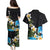 Hawaiian Plumeria and Turtle Couples Matching Puletasi and Hawaiian Shirt with Polynesian Tribal Art Pattern Vintage Vibes