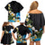 Hawaiian Plumeria and Turtle Family Matching Off Shoulder Short Dress and Hawaiian Shirt with Polynesian Tribal Art Pattern Vintage Vibes