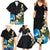 Hawaiian Plumeria and Turtle Family Matching Summer Maxi Dress and Hawaiian Shirt with Polynesian Tribal Art Pattern Vintage Vibes