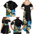 Hawaiian Plumeria and Turtle Family Matching Summer Maxi Dress and Hawaiian Shirt with Polynesian Tribal Art Pattern Vintage Vibes