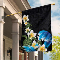 Hawaiian Plumeria and Turtle Garden Flag with Polynesian Tribal Art Pattern Vintage Vibes LT03 House Flag Black - Polynesian Pride