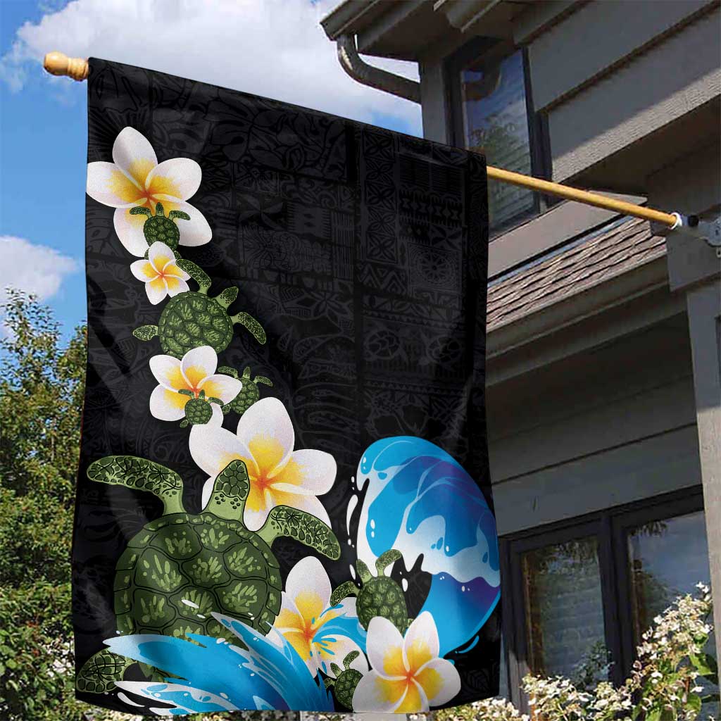 Hawaiian Plumeria and Turtle Garden Flag with Polynesian Tribal Art Pattern Vintage Vibes LT03 - Polynesian Pride