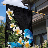 Hawaiian Plumeria and Turtle Garden Flag with Polynesian Tribal Art Pattern Vintage Vibes LT03 - Polynesian Pride