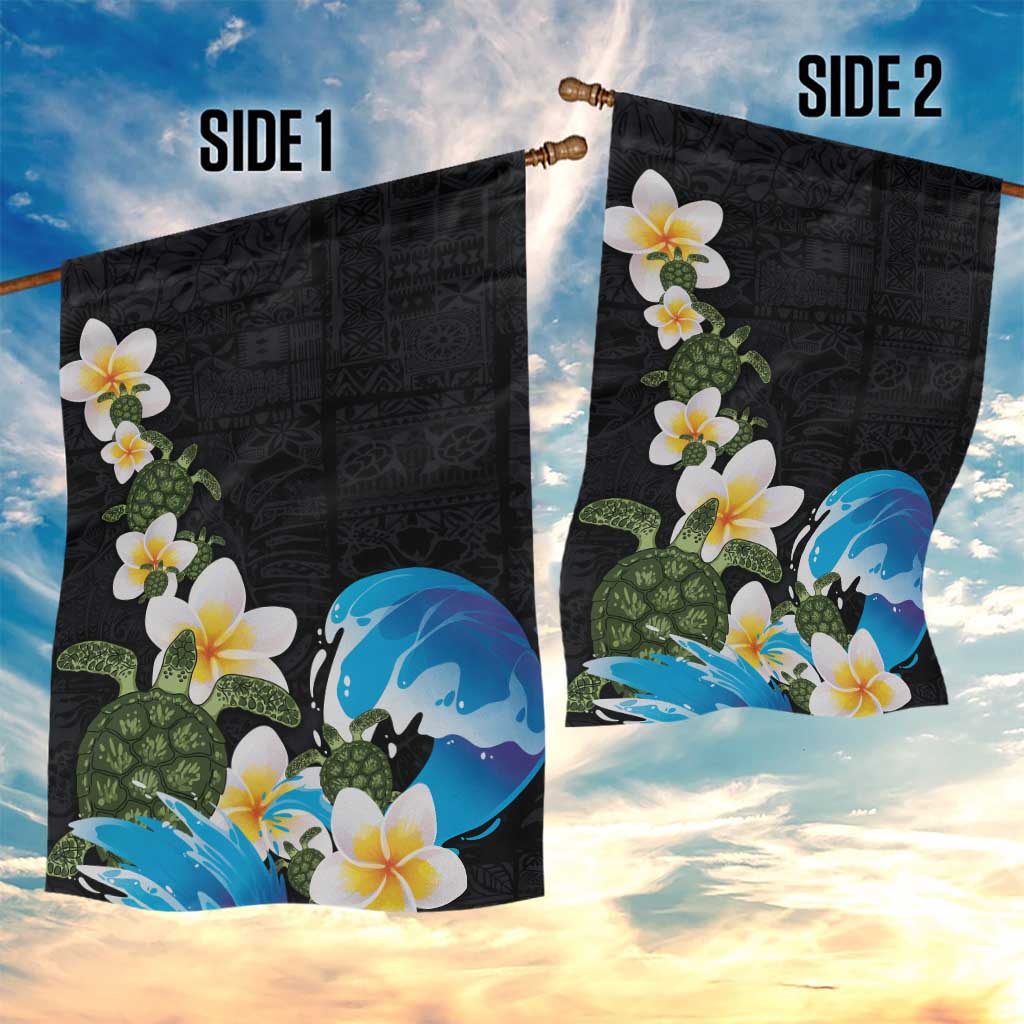 Hawaiian Plumeria and Turtle Garden Flag with Polynesian Tribal Art Pattern Vintage Vibes LT03 - Polynesian Pride