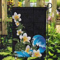 Hawaiian Plumeria and Turtle Garden Flag with Polynesian Tribal Art Pattern Vintage Vibes LT03 Garden Flag Black - Polynesian Pride