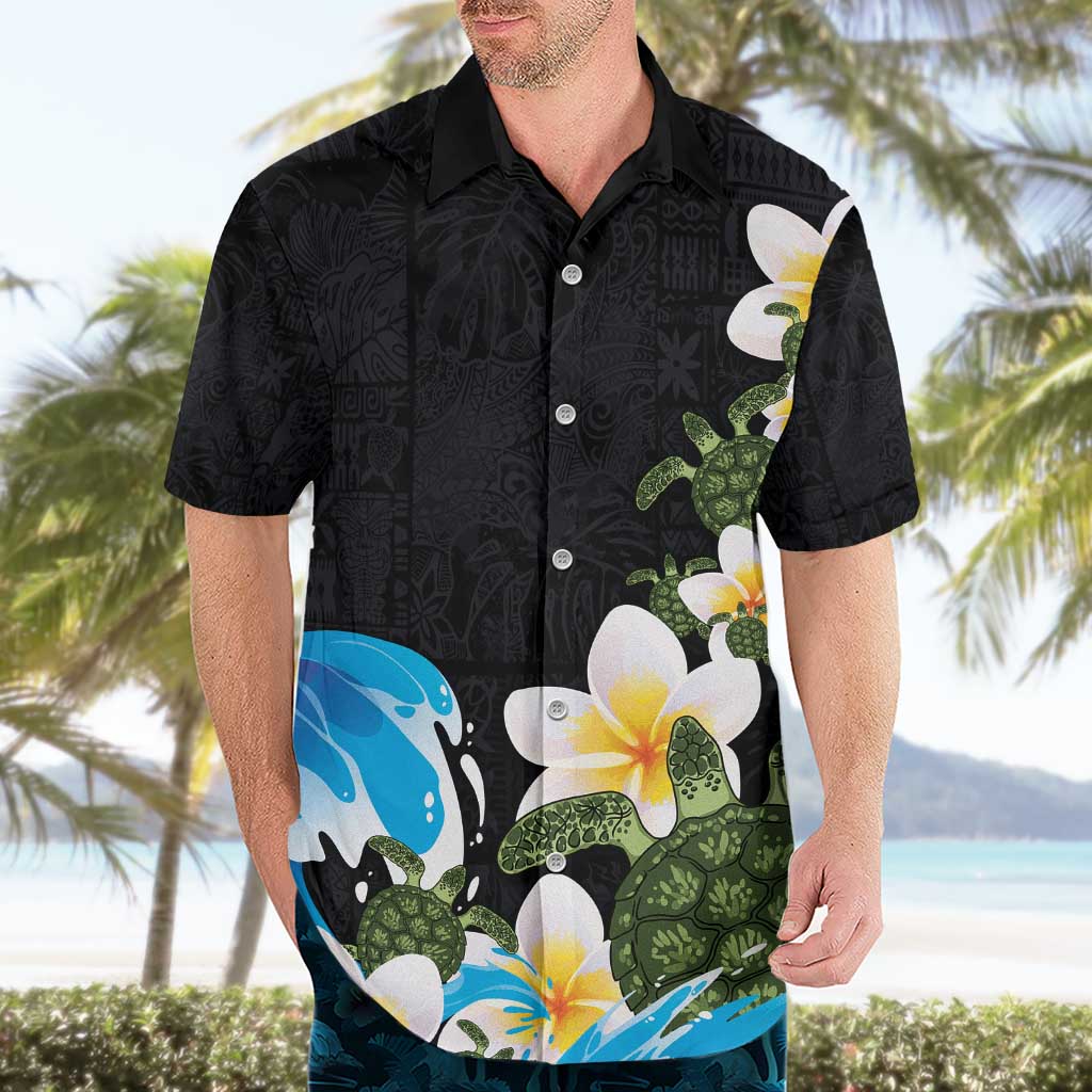 Hawaiian Plumeria and Turtle Hawaiian Shirt with Polynesian Tribal Art Pattern Vintage Vibes LT03 - Polynesian Pride