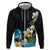 Hawaiian Plumeria and Turtle Hoodie with Polynesian Tribal Art Pattern Vintage Vibes