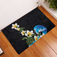Hawaiian Plumeria and Turtle Rubber Doormat with Polynesian Tribal Art Pattern Vintage Vibes LT03 - Polynesian Pride