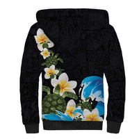 Hawaiian Plumeria and Turtle Sherpa Hoodie with Polynesian Tribal Art Pattern Vintage Vibes LT03 - Polynesian Pride