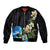 Hawaiian Plumeria and Turtle Sleeve Zip Bomber Jacket with Polynesian Tribal Art Pattern Vintage Vibes