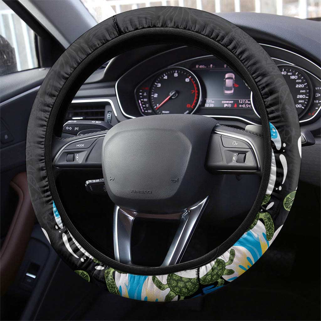 Hawaiian Plumeria and Turtle Steering Wheel Cover with Polynesian Tribal Art Pattern Vintage Vibes LT03 - Polynesian Pride