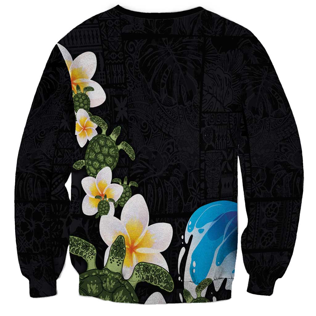 Hawaiian Plumeria and Turtle Sweatshirt with Polynesian Tribal Art Pattern Vintage Vibes LT03 - Polynesian Pride