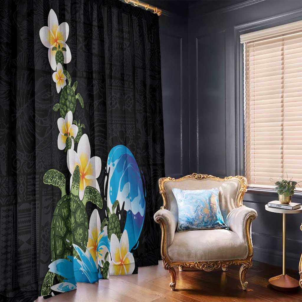 Hawaiian Plumeria and Turtle Window Curtain with Polynesian Tribal Art Pattern Vintage Vibes LT03 - Polynesian Pride