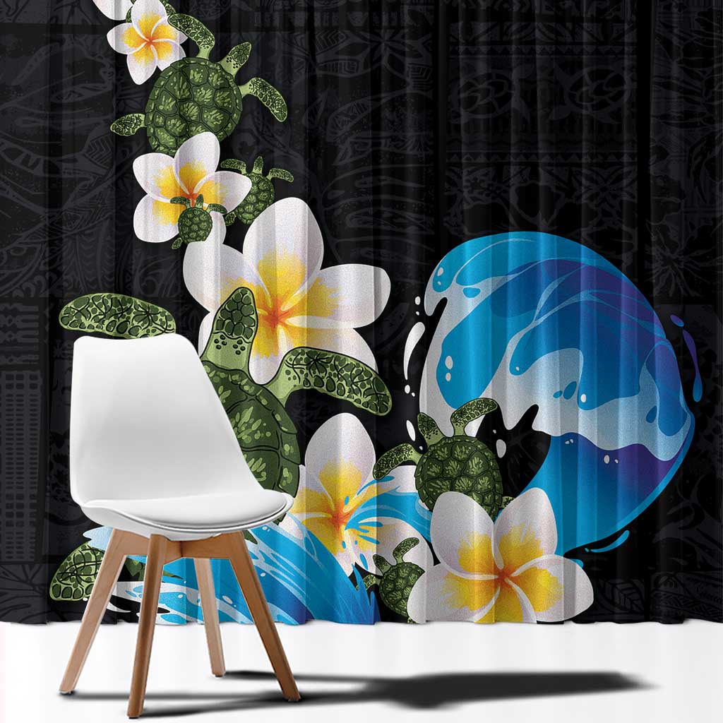 Hawaiian Plumeria and Turtle Window Curtain with Polynesian Tribal Art Pattern Vintage Vibes LT03 - Polynesian Pride